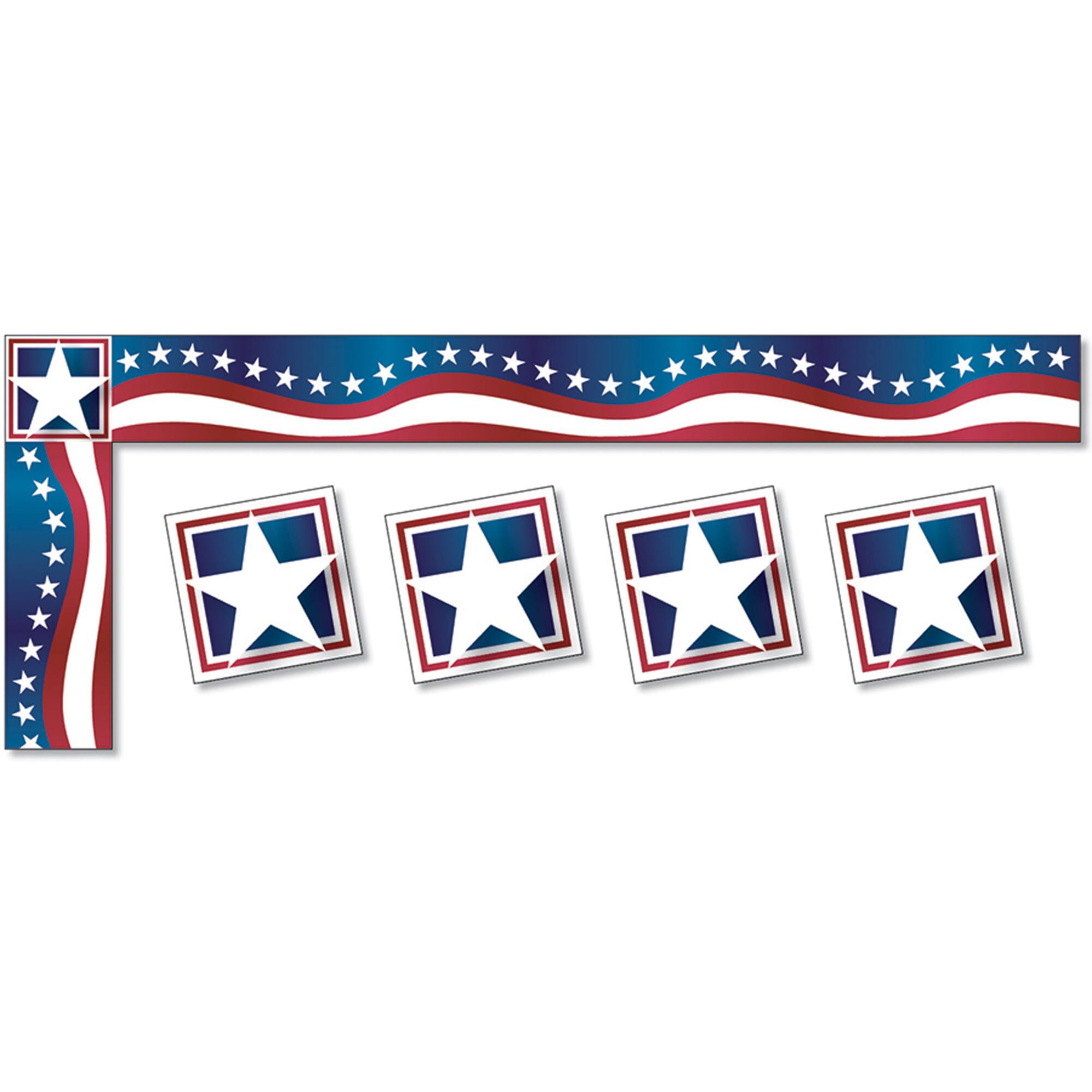 North Star Teacher Resources All Around the Board Stars & Stripes Trimmer, 276ft.
